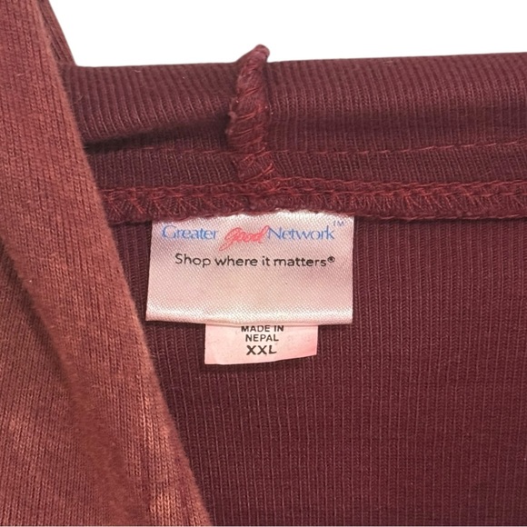 Greater Good Network Cat Hoodie XXL Patchwork Boho Zip Jacket Nepal Kitties - Picture 5 of 9